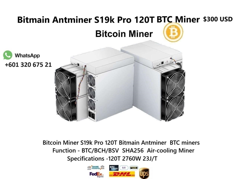 Bitcoin Miner S19k Pro 120T Bitmain BTC miners Fast shipping 340$ - Изображение #1, Объявление #1749578